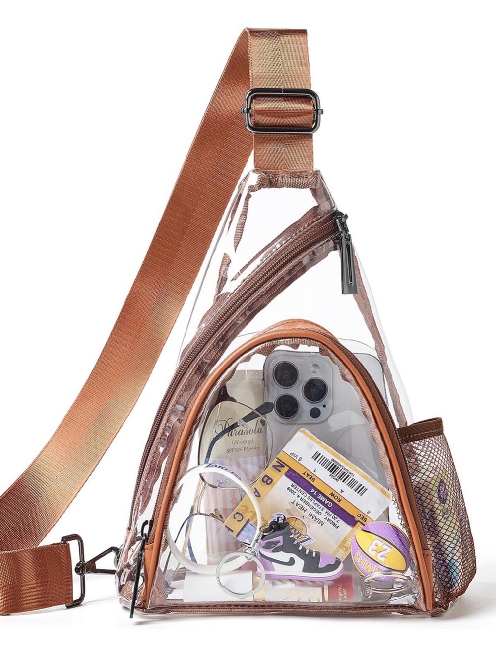 Clear Triangle Sling Bag with Brown (Concert bag) ✨Sealed/ Brand new